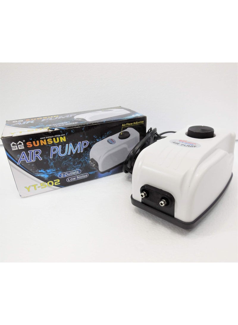 SUNSUN YT-502 Dual-Channel Aquarium Air Compressor, 4.5W, 2x1.5L/min Oxygen Aquarium Tank Fish Aerator Multi Speed Air Pump - Image 1